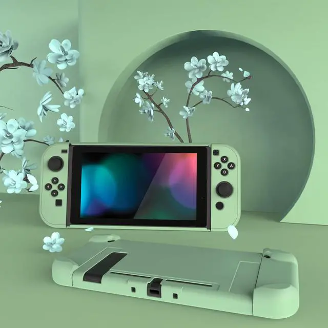 Alt view image 4 of 7 - PlayVital Back Cover for Nintendo Switch Console,Joycon Handheld Controller Separable Protector Hard Shell,Dockable Protective Case for Nintendo Switch - Matcha Green (NOT for Switch 2)