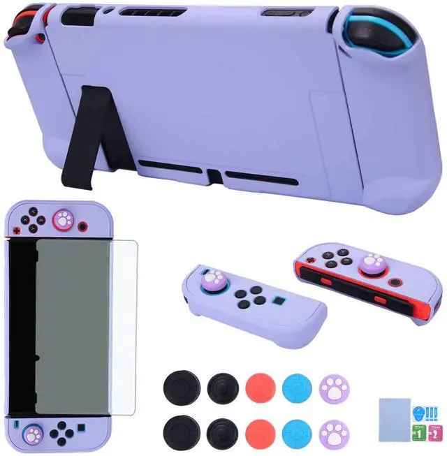 Main image of Dockable Case for Nintendo Switch 3 in 1 Protective Cover Case for Nintendo Switch and Joy-Con Controller with Screen Protector and Thumb grips - Purple