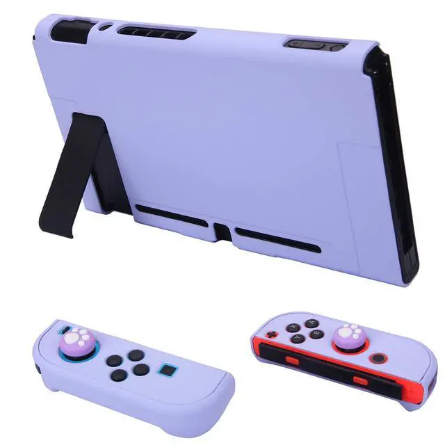 Alt view image 3 of 7 - Dockable Case for Nintendo Switch 3 in 1 Protective Cover Case for Nintendo Switch and Joy-Con Controller with Screen Protector and Thumb grips - Purple