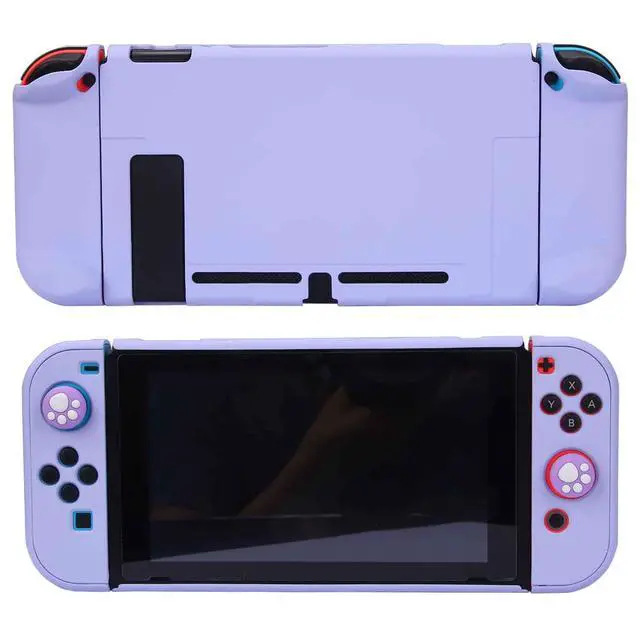 Alt view image 5 of 7 - Dockable Case for Nintendo Switch 3 in 1 Protective Cover Case for Nintendo Switch and Joy-Con Controller with Screen Protector and Thumb grips - Purple