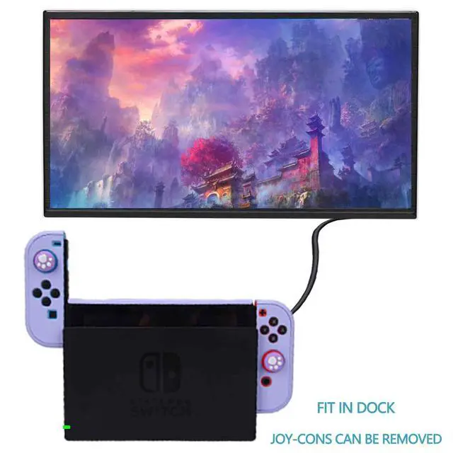 Alt view image 6 of 7 - Dockable Case for Nintendo Switch 3 in 1 Protective Cover Case for Nintendo Switch and Joy-Con Controller with Screen Protector and Thumb grips - Purple