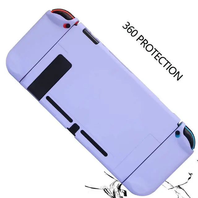 Alt view image 7 of 7 - Dockable Case for Nintendo Switch 3 in 1 Protective Cover Case for Nintendo Switch and Joy-Con Controller with Screen Protector and Thumb grips - Purple
