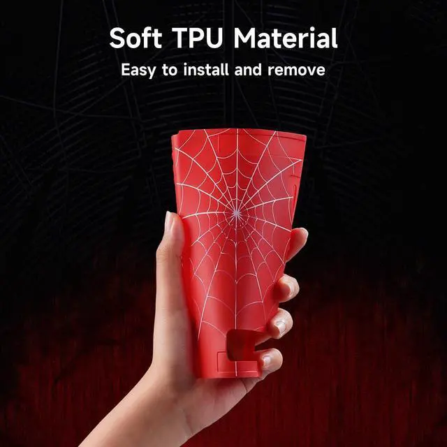 Alt view image 6 of 6 - Protective Case Compatible with Nintendo Switch 2017, TPU Case Accessory for Switch Console and Grip Joy-Con, Switch Protector with 4 Thumb Grips, Red Spider Web