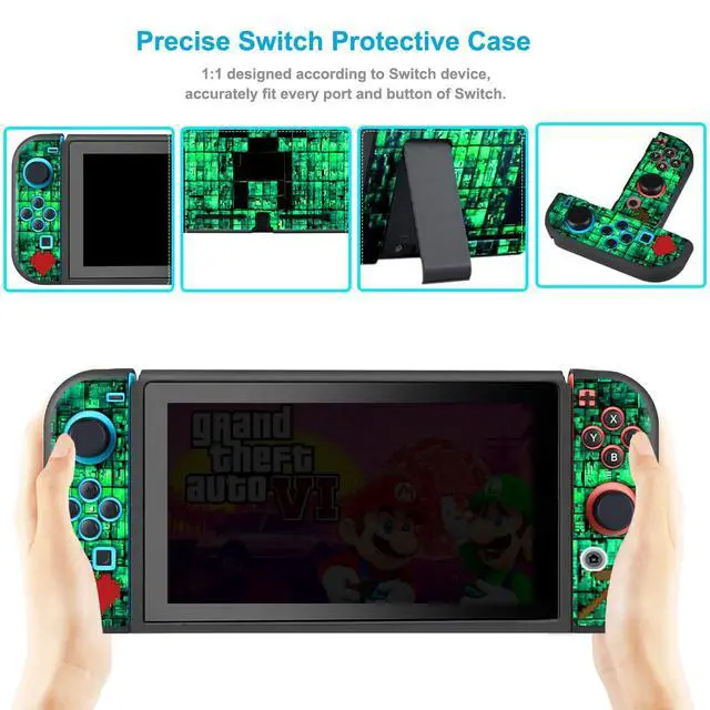 Alt view image 2 of 7 - Protective Case for Nintendo Switch, Switch Case & Thumb Grips Caps Soft Dockable Cases for Nintendo Switch Cases Shock-Absorbent & Anti-Scratch Switch Cover Slim Shell & 4 Pcs Joystick Cover