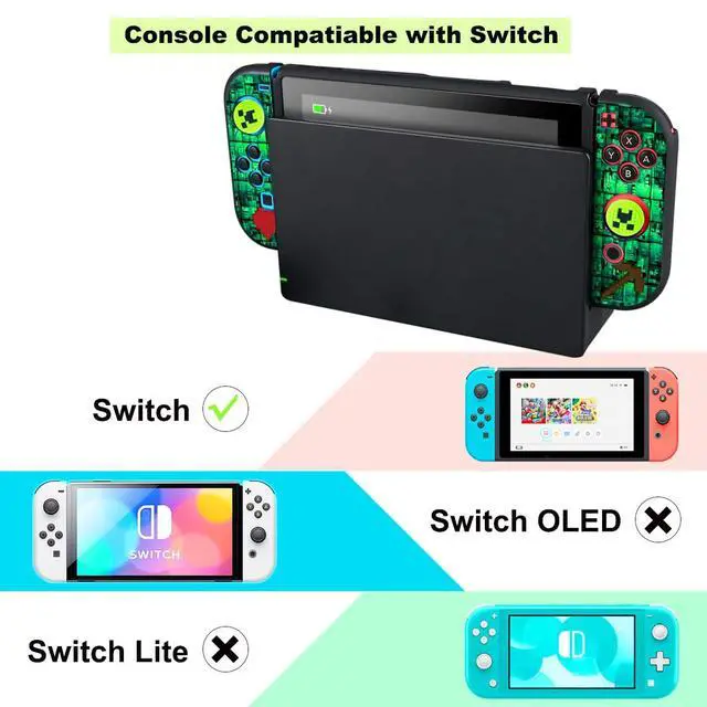 Alt view image 3 of 7 - Protective Case for Nintendo Switch, Switch Case & Thumb Grips Caps Soft Dockable Cases for Nintendo Switch Cases Shock-Absorbent & Anti-Scratch Switch Cover Slim Shell & 4 Pcs Joystick Cover