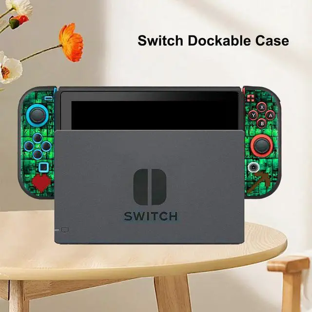 Alt view image 5 of 7 - Protective Case for Nintendo Switch, Switch Case & Thumb Grips Caps Soft Dockable Cases for Nintendo Switch Cases Shock-Absorbent & Anti-Scratch Switch Cover Slim Shell & 4 Pcs Joystick Cover