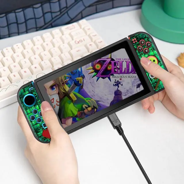 Alt view image 7 of 7 - Protective Case for Nintendo Switch, Switch Case & Thumb Grips Caps Soft Dockable Cases for Nintendo Switch Cases Shock-Absorbent & Anti-Scratch Switch Cover Slim Shell & 4 Pcs Joystick Cover