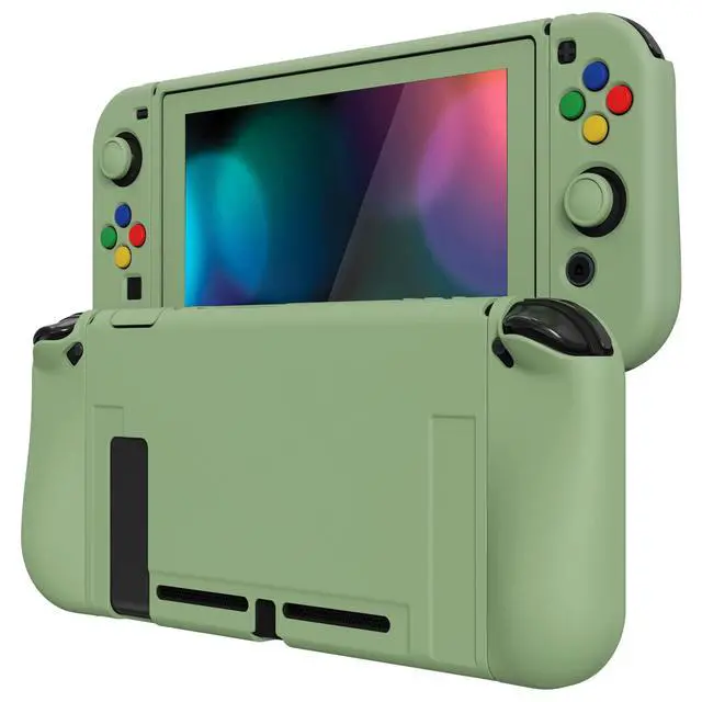 Alt view image 7 of 7 - ZealProtect Soft Protective Case for Nintendo Switch, Flexible Joycon Cover Slim Cover for Nintendo Switch with Screen Protector & Thumb Grip Caps & ABXY Direction Button Caps - Matcha Green