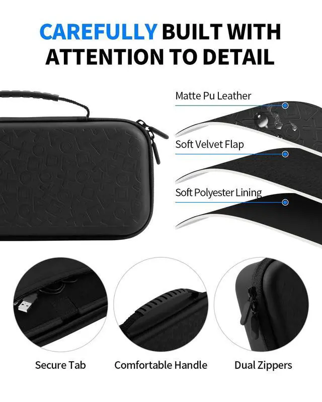 Alt view image 2 of 7 - Accessories Bundle for PS Portal Case Compatible with Playstation Portal, Slim Carrying Case for Ps5 Portal with Silicone Protective Cover, Tempered Glass Screen Protector, 4 Thumb Grips - Black