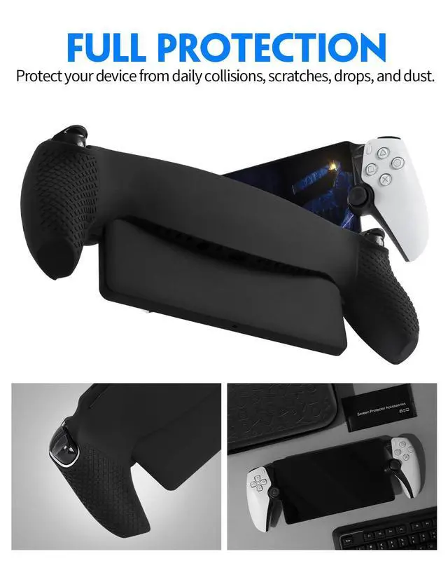 Alt view image 4 of 7 - Accessories Bundle for PS Portal Case Compatible with Playstation Portal, Slim Carrying Case for Ps5 Portal with Silicone Protective Cover, Tempered Glass Screen Protector, 4 Thumb Grips - Black
