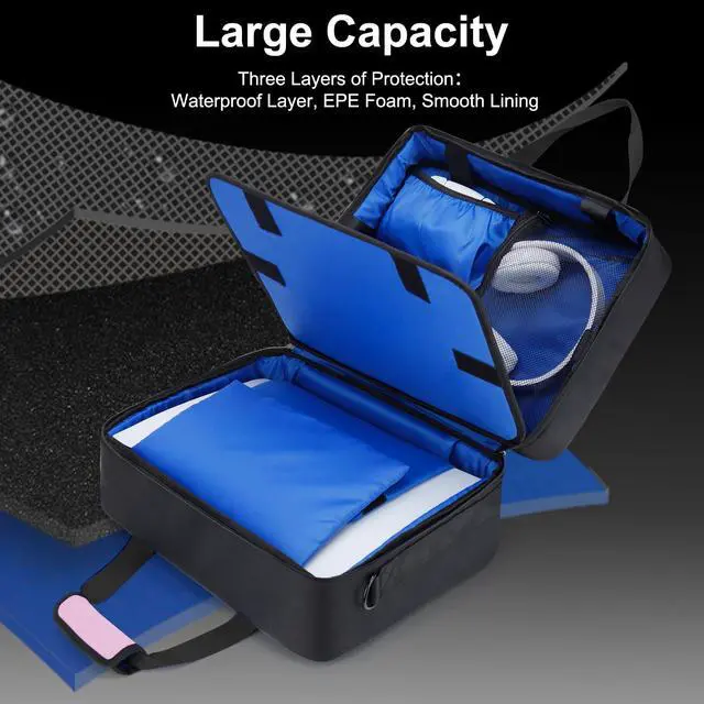 Alt view image 2 of 7 - Carrying Case Fit for PS5, Travel Thickened Protective Bag Compatible with Playstation 5 Console, Headset, PS5 Controller, Game Discs, and Gaming Accessories, Pink
