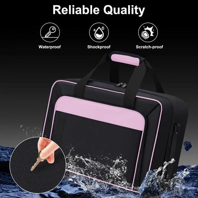Alt view image 5 of 7 - Carrying Case Fit for PS5, Travel Thickened Protective Bag Compatible with Playstation 5 Console, Headset, PS5 Controller, Game Discs, and Gaming Accessories, Pink