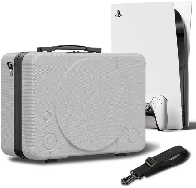 Main image of Carrying Case for PlayStation 5 Console/Accessories (Classic PS1 Looking) - Protective Travel Case with Hard Shell & Customized Foam for Storage