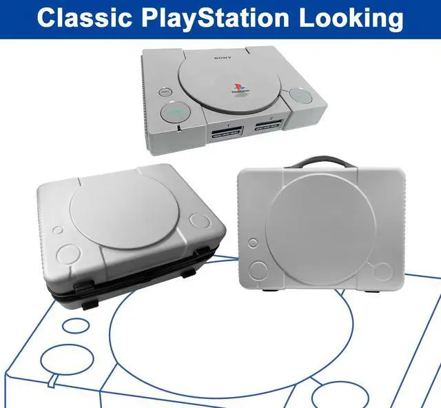 Alt view image 2 of 7 - Carrying Case for PlayStation 5 Console/Accessories (Classic PS1 Looking) - Protective Travel Case with Hard Shell & Customized Foam for Storage
