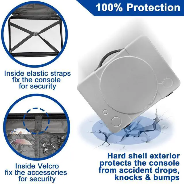 Alt view image 5 of 7 - Carrying Case for PlayStation 5 Console/Accessories (Classic PS1 Looking) - Protective Travel Case with Hard Shell & Customized Foam for Storage
