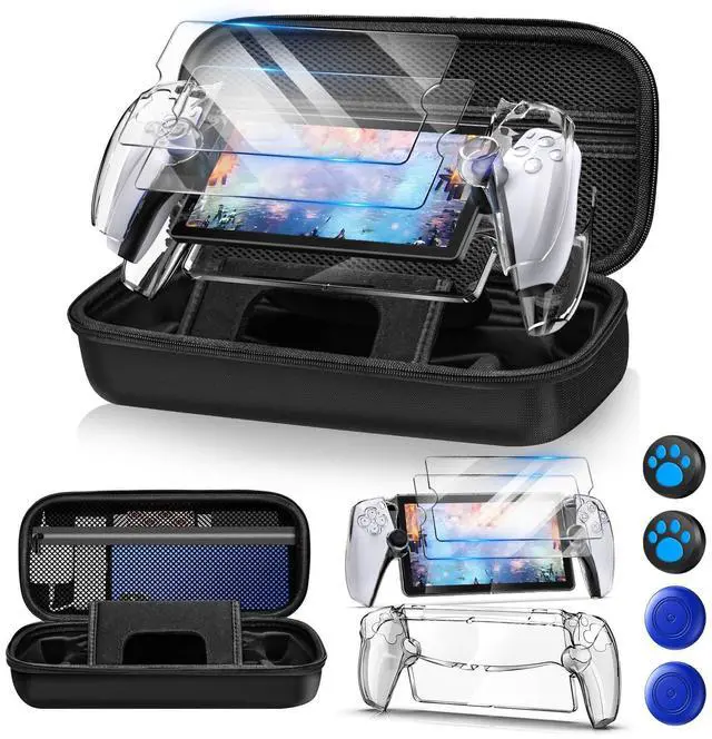 Main image of 12 in 1 Accessories Set for Playstation Portal Remote Player, Hard Carrying Case for PS Portal with Clear Skin Case for PS5 Portal, 2 Screen Protector with 4 Thumb Grip