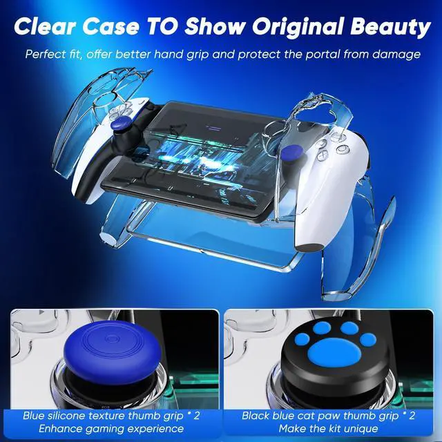 Alt view image 5 of 6 - 12 in 1 Accessories Set for Playstation Portal Remote Player, Hard Carrying Case for PS Portal with Clear Skin Case for PS5 Portal, 2 Screen Protector with 4 Thumb Grip