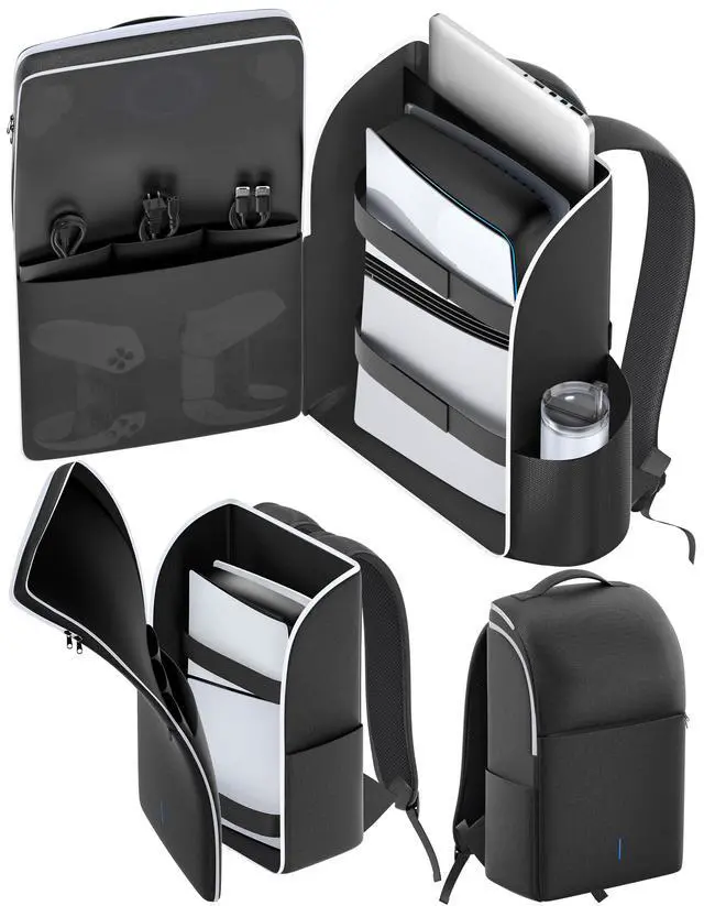 Main image of Backpack for PS5/ Slim/ Pro Console, Full Protection PS5 Carrying Case Travel Bag, Large Capacity PS 5 Storage Bag for Dual Controllers, PS Portal, Laptop, Game Cards, Sony PSP Accessory Kits