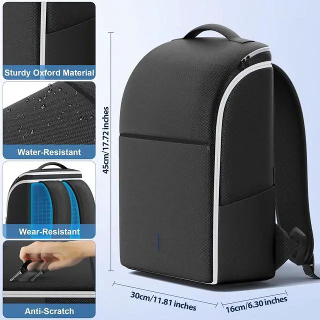 Alt view image 4 of 6 - Backpack for PS5/ Slim/ Pro Console, Full Protection PS5 Carrying Case Travel Bag, Large Capacity PS 5 Storage Bag for Dual Controllers, PS Portal, Laptop, Game Cards, Sony PSP Accessory Kits