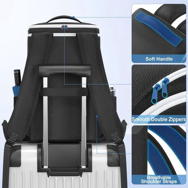 Alt view image 5 of 6 - Backpack for PS5/ Slim/ Pro Console, Full Protection PS5 Carrying Case Travel Bag, Large Capacity PS 5 Storage Bag for Dual Controllers, PS Portal, Laptop, Game Cards, Sony PSP Accessory Kits