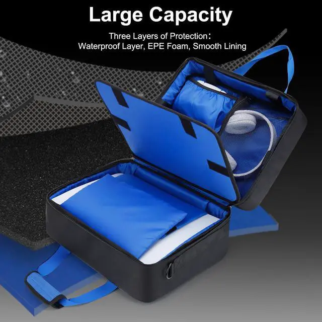 Alt view image 2 of 7 - Carrying Case Fit for PS5, Travel Thickened Protective Bag Compatible with Playstation 5 Console, Headset, PS5 Controller, Game Discs, and Gaming Accessories