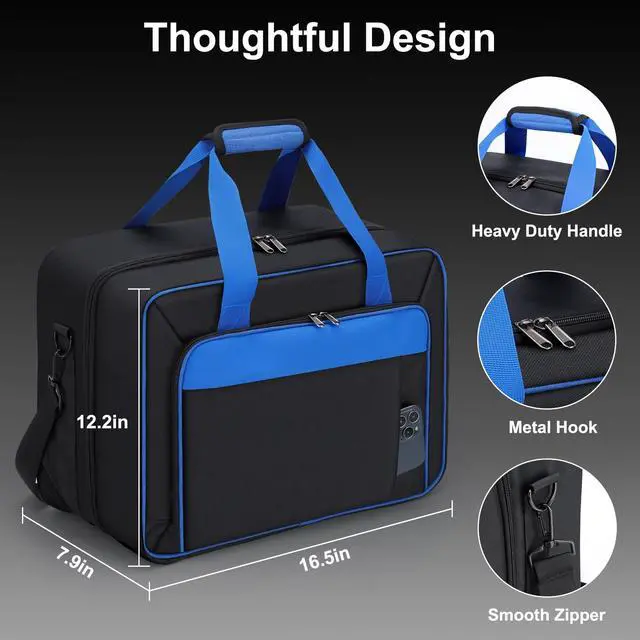 Alt view image 3 of 7 - Carrying Case Fit for PS5, Travel Thickened Protective Bag Compatible with Playstation 5 Console, Headset, PS5 Controller, Game Discs, and Gaming Accessories
