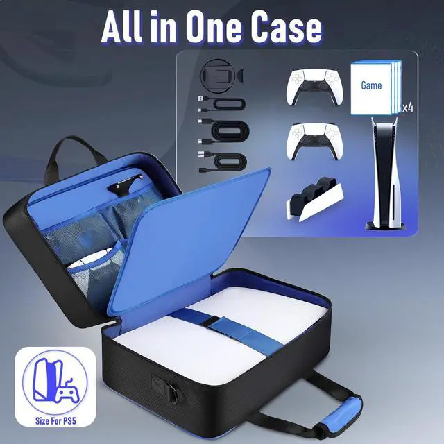 Alt view image 2 of 7 - Carrying Case for PS5, Travel Case for PS 5 Protective, Large Capacity Storage Bag Compatible with Playstation 5 Disk/ Digital Edition Console, Controllers, Game Cards, Accessories