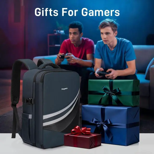 Alt view image 7 of 7 - Carrying Case Compatible with PS5/PS5 Pro, Protective Travel Bag Backpack Compatible with Playstation 5 Console, PS5 Controller, Disc, Gaming Accessories and 15.6" Portable Monitor