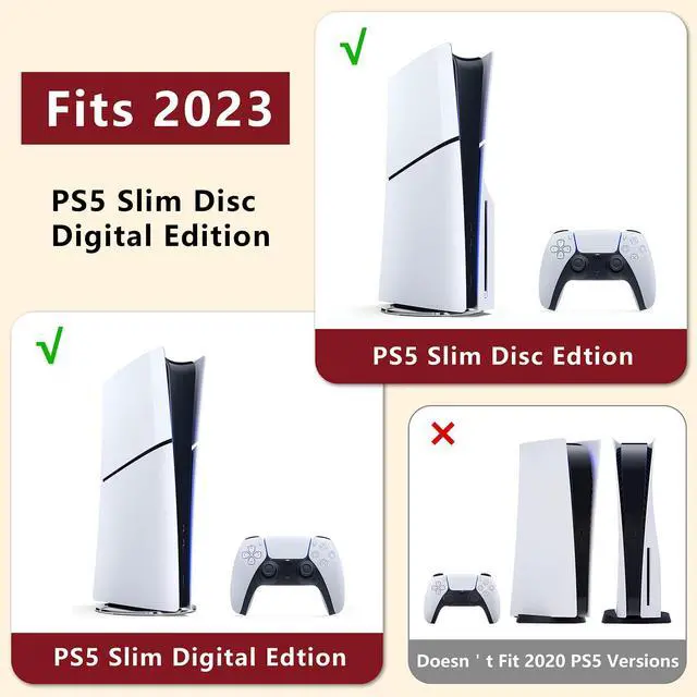 Alt view image 2 of 7 - Carrying Case Compatible with PS5 SLIM 2023, Hard Shell Travel Case Protective Bag for Play Station 5 Slim Disc and Digital Edition Console, Controllers, Vertical Base, Disc and Cable Accessories