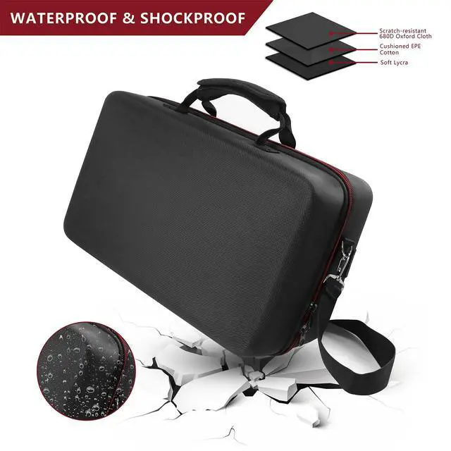 Alt view image 3 of 7 - Carrying Case Compatible with PS5 SLIM 2023, Hard Shell Travel Case Protective Bag for Play Station 5 Slim Disc and Digital Edition Console, Controllers, Vertical Base, Disc and Cable Accessories