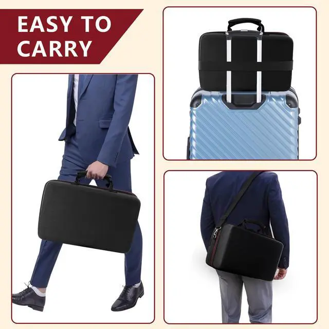Alt view image 4 of 7 - Carrying Case Compatible with PS5 SLIM 2023, Hard Shell Travel Case Protective Bag for Play Station 5 Slim Disc and Digital Edition Console, Controllers, Vertical Base, Disc and Cable Accessories