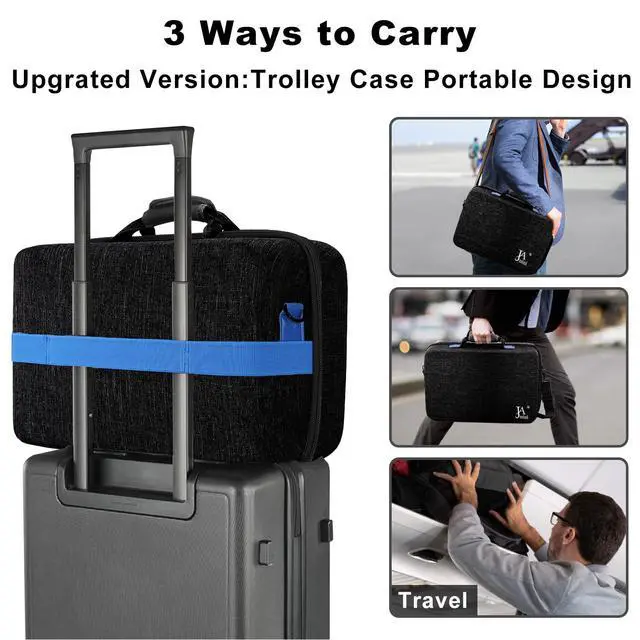 Alt view image 3 of 7 - Hard Shell Carrying Case for PS5, PS5 Pro, Travel Case for Ps 5 Console Controller, Shockproof Protective Storage Bag for Playstation 5 Disk Digital Edition, Headset, Base, Accessories(Black)