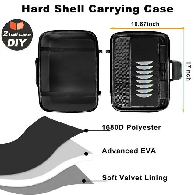 Alt view image 4 of 7 - Hard Shell Carrying Case for PS5, PS5 Pro, Travel Case for Ps 5 Console Controller, Shockproof Protective Storage Bag for Playstation 5 Disk Digital Edition, Headset, Base, Accessories(Black)