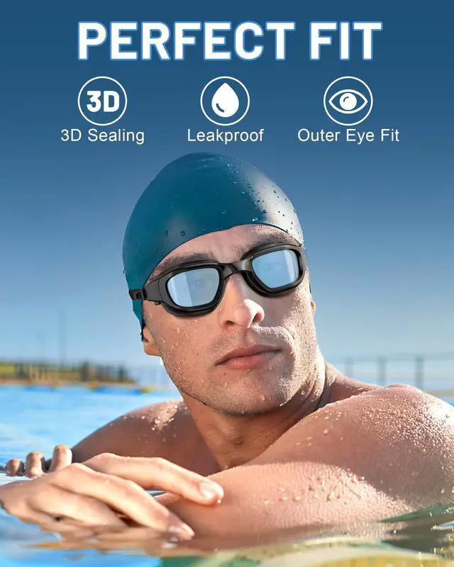 Alt view image 4 of 7 - Polarized Swimming Goggles, Unisex Adult Swim Goggles Anti Fog Anti UV Wide View Pool Glasses for Men Women