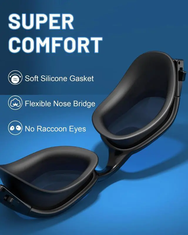 Alt view image 7 of 7 - Polarized Swimming Goggles, Unisex Adult Swim Goggles Anti Fog Anti UV Wide View Pool Glasses for Men Women