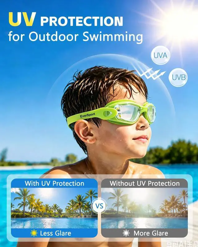 Alt view image 5 of 7 - Kids Swim Goggles, Pack of 2 Swimming Goggles for Children Teens, Anti-Fog Anti-UV Youth Swim Glasses Leak Proof for Age4-16
