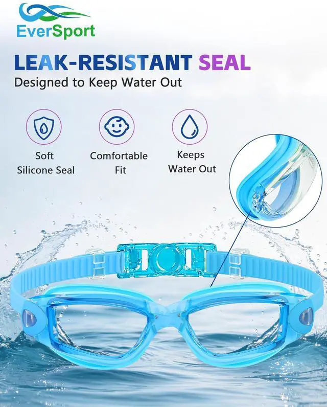Alt view image 6 of 7 - Kids Swim Goggles, Pack of 2 Swimming Goggles for Children Teens, Anti-Fog Anti-UV Youth Swim Glasses Leak Proof for Age4-16
