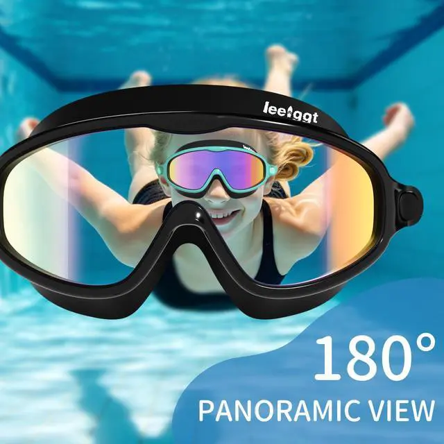 Alt view image 4 of 6 - 2 Pack Kids Swim Goggles, Anti-Fog UV Protection Swimming Goggles for Boys Girls Age 3-14, Leakproof Wide View Youth Goggles