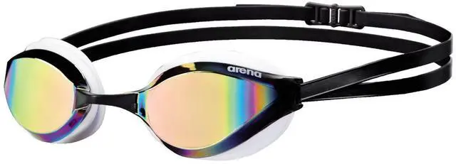Main image of Unisex Python Racing Swim Goggles for Men and Women Anti-Fog Mirror Lens Max Comfort Dual Strap, Copper/White