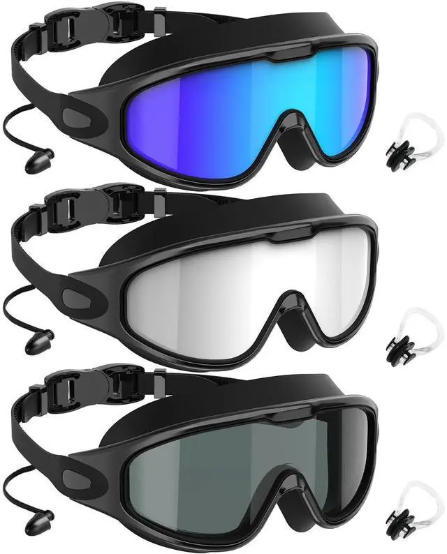Main image of Swim Goggles, Anti-Fog UV 180°Clear View Swimming Goggles, 3 Pack Goggles Swimming Adult Men Women Youth