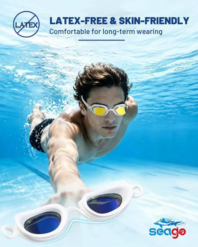 Alt view image 6 of 7 - 2 Pack Professional Racing Goggles Swimming Adult Men Women Youth, Anti-Fog UV Protection Clear View Mirrored Coating, 360° Foldable Adjustable Nose Bridge Suitable for Competition & Training