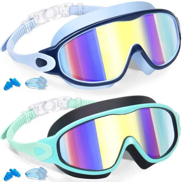 Main image of 2 Pack Swim Goggles for Kids 6-14 8-14 Kids Swimming Goggles Age 3-15 4-7 4-16 8-12 For Boys Girls Youth Toddler Children Pool Water Goggle Anti Fog UV Protection Clear Wide View Waterproof