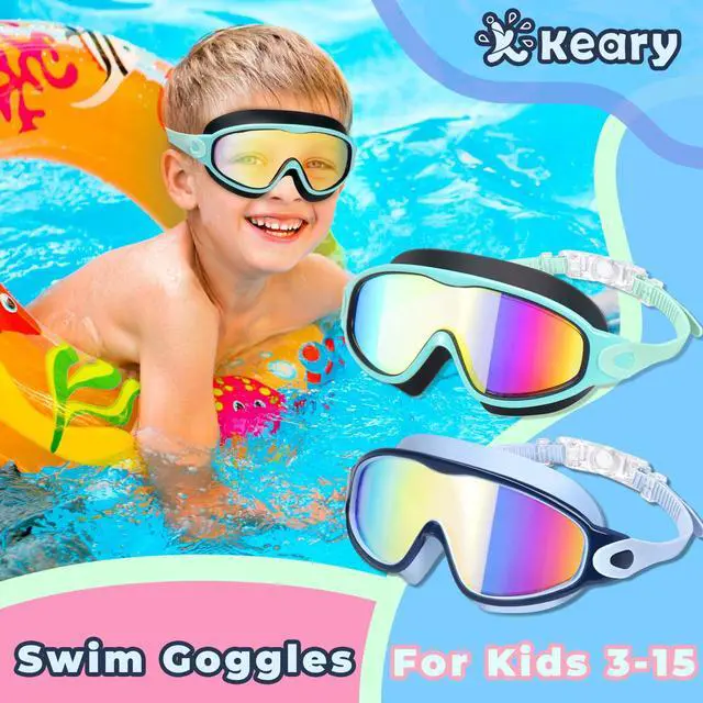 Alt view image 2 of 7 - 2 Pack Swim Goggles for Kids 6-14 8-14 Kids Swimming Goggles Age 3-15 4-7 4-16 8-12 For Boys Girls Youth Toddler Children Pool Water Goggle Anti Fog UV Protection Clear Wide View Waterproof