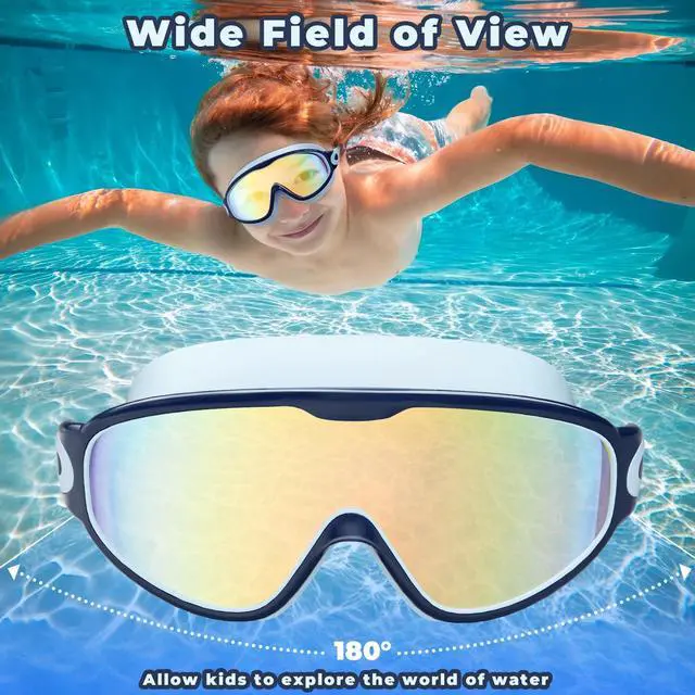 Alt view image 7 of 7 - 2 Pack Swim Goggles for Kids 6-14 8-14 Kids Swimming Goggles Age 3-15 4-7 4-16 8-12 For Boys Girls Youth Toddler Children Pool Water Goggle Anti Fog UV Protection Clear Wide View Waterproof
