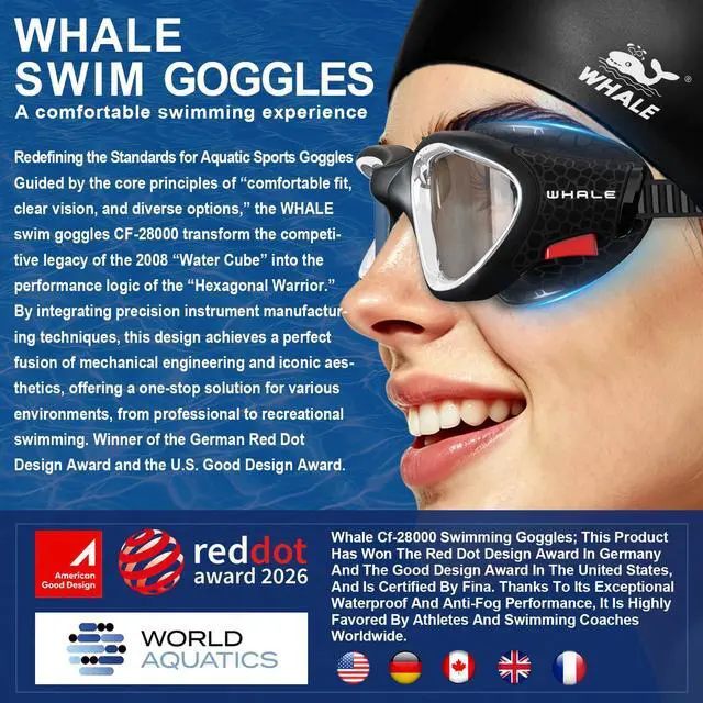 Alt view image 3 of 7 - Swim Goggles, HD Anti-Fog Goggles, Unisex | 100% UV Protection | Anti-Fog Design (Black)