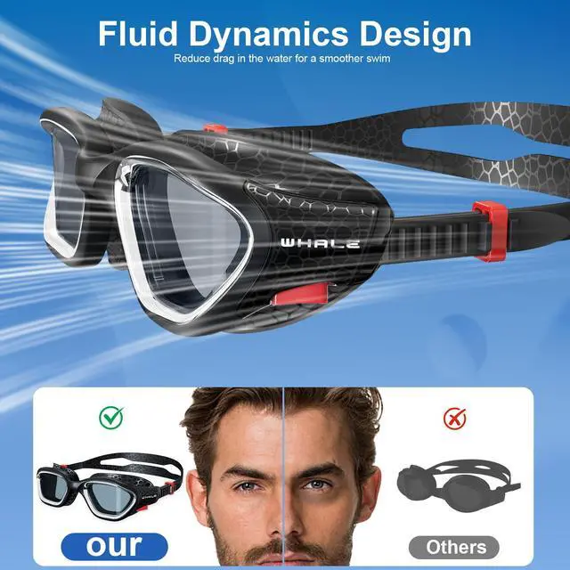 Alt view image 6 of 7 - Swim Goggles, HD Anti-Fog Goggles, Unisex | 100% UV Protection | Anti-Fog Design (Black)