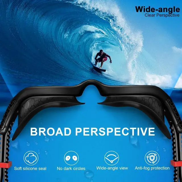Alt view image 7 of 7 - Swim Goggles, HD Anti-Fog Goggles, Unisex | 100% UV Protection | Anti-Fog Design (Black)