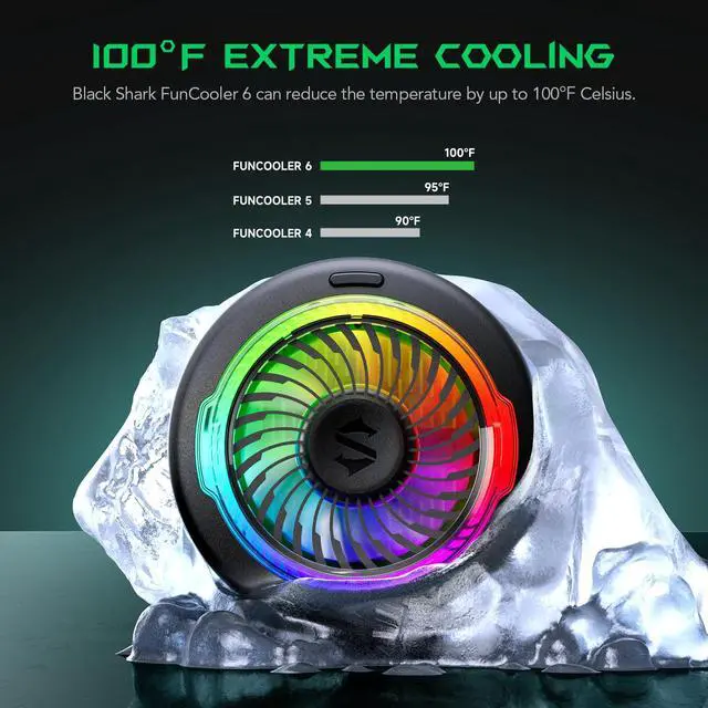 Alt view image 3 of 7 - FunCooler 6 Magnetic Cell Phone Cooler for Gaming, Portable Mobile Phone Cooling Fan with RGB Light, App-Controlled Cellphone Radiator for iPhone Magnetic Series/iPad (Black)