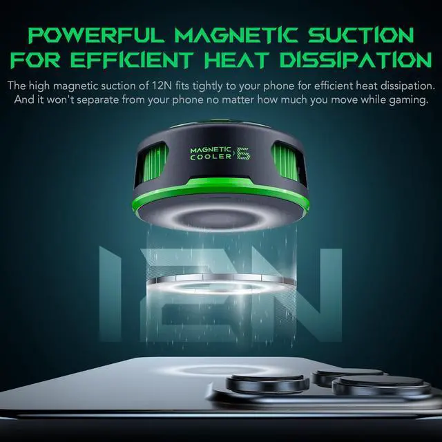 Alt view image 7 of 7 - FunCooler 6 Magnetic Cell Phone Cooler for Gaming, Portable Mobile Phone Cooling Fan with RGB Light, App-Controlled Cellphone Radiator for iPhone Magnetic Series/iPad (Black)