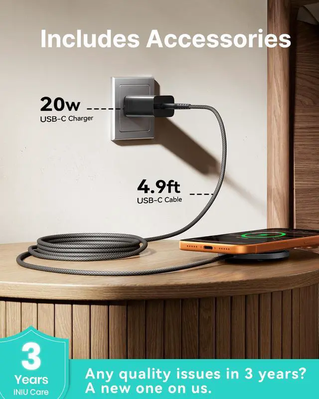 Alt view image 6 of 7 - 2 in 1 Detachable Wireless Charger Stand, Qi2 Certified 15W Wireless Charging Pad with Dimmable Light for iPhone 17-12 Series & AirPods 4-2, Strong Magnet Charger for Home Office (with Adapter)